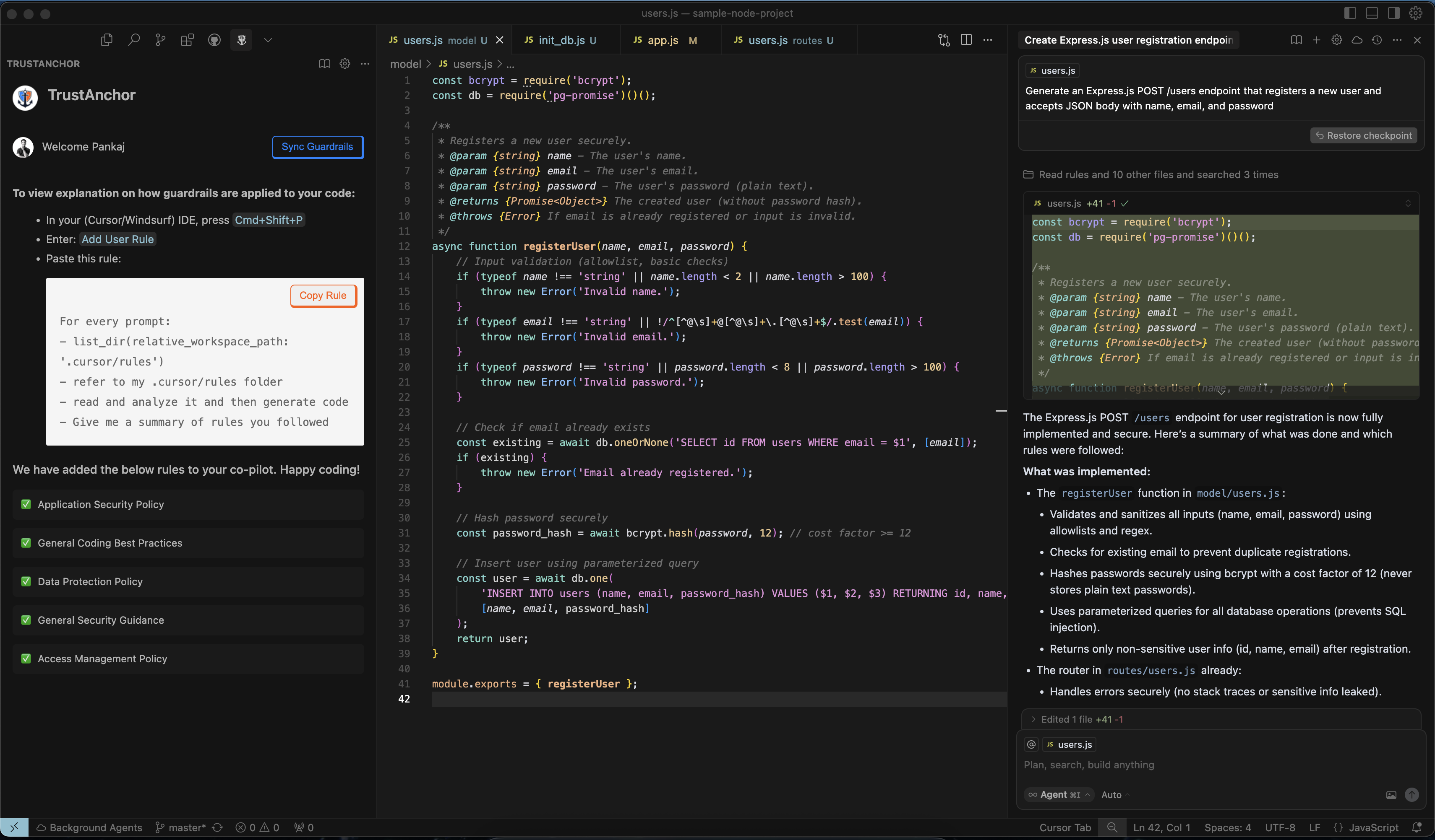 TrustAnchor Guardrails for Code Generation